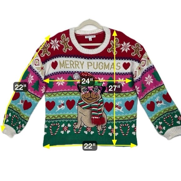 Celebrate Together Ugly Christmas Sweater MERRY PUGMAS Pullover Unisex SZ XXL - Picture 2 of 12